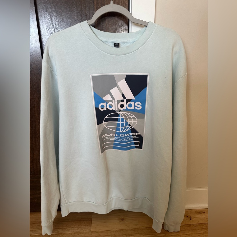 adidas Light Mint Crewneck Sweatshirt with Graphic Logo Panel